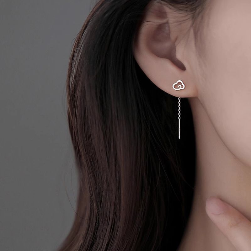 High-Value Cloud Ear Thread 2025 Japanese And Korean Simple Versatile Face-Slimming Elegant Mid-Length Tassel Earrings_voghion.com