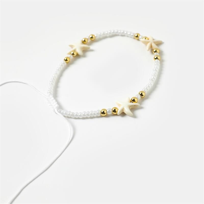 Handmade Seed Bead Woven Starfish Adjustable Beach Vacation Anklet_voghion.com