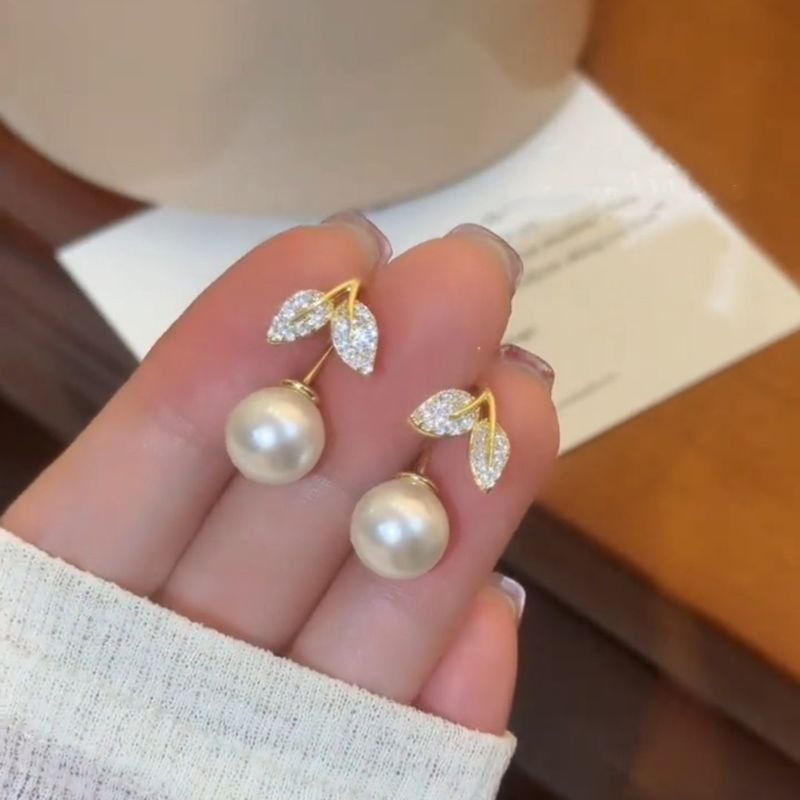 Ciondolo a forma di coda di pesce in zircone, con perla, gancio per l'orecchio, elegante temperamento francese, perno, squisita luce, lusso, senso di alta gamma_voghion.com