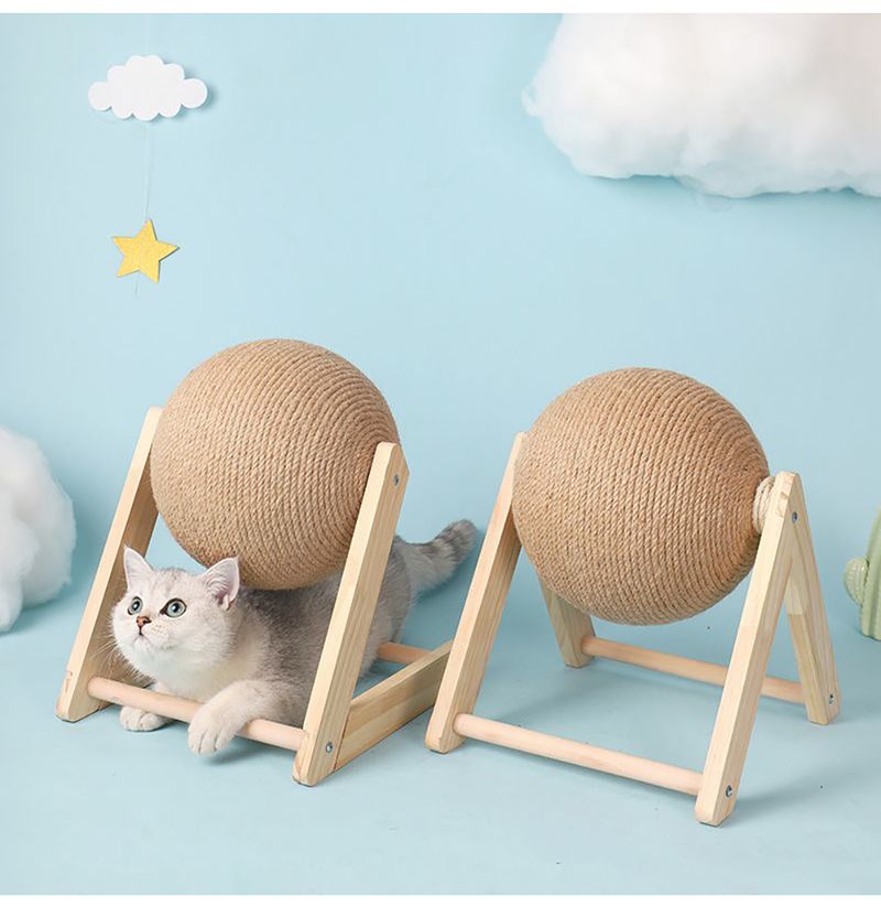 Tiragraffi per gatti, giocattolo con palla in corda di sisal, giocattolo per zampe, tiragraffi per gatti, resistente all'usura, forniture per mobili per animali domestici_voghion.com