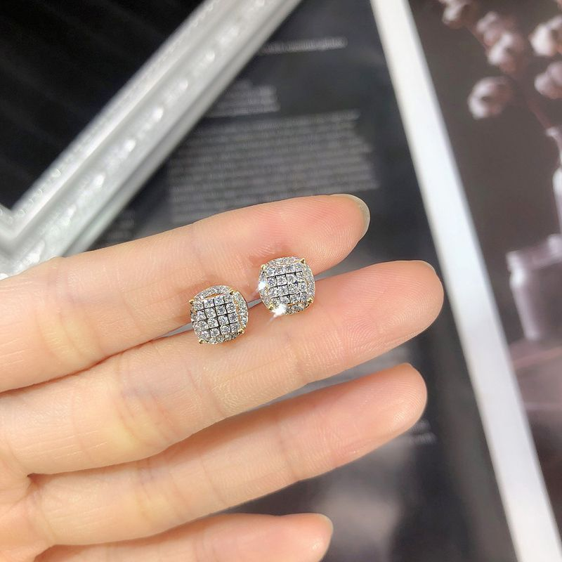 Hip Hop Zircone per Uomo Donna Full Dia Placcato Oro Filo e Orecchini_voghion.com