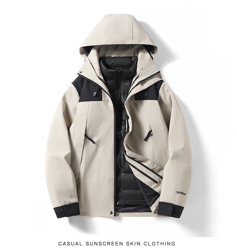 Giacca da trekking staccabile, calda e alla moda, da uomo e da donna, con fodera 3 in 1, a blocchi di colore, per esterni_voghion.com