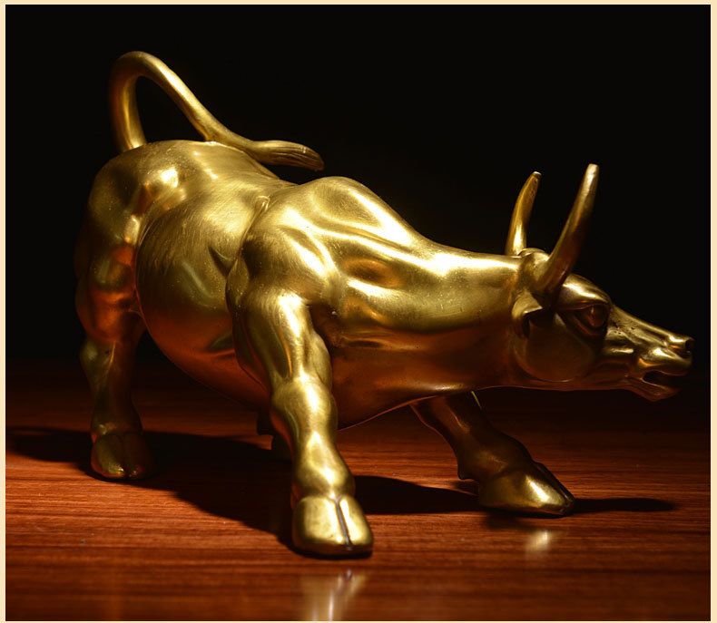Taureau en Bronze Wall Street Wangshi Jinniu, bureau de négociation d'actions, cadeau artisanal en cuivre, taureau de Fortune, ornements en Bronze_voghion.com