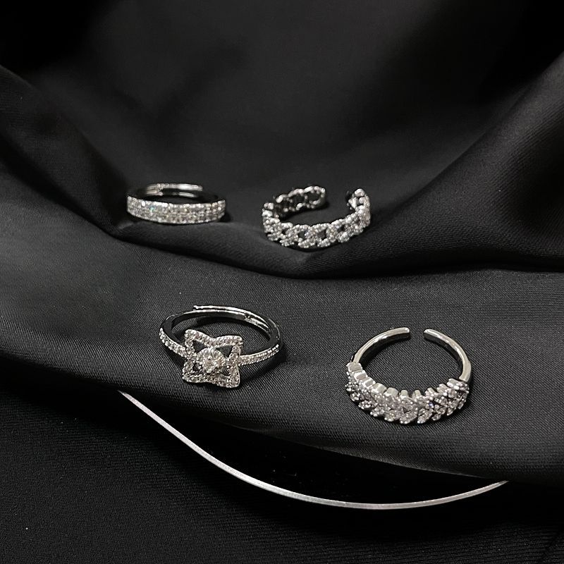 New Cuban Chain Full Diamond Zircon Open End With Light Luxury And High Quality, Designed A Small Market, Stacked Ring_voghion.com