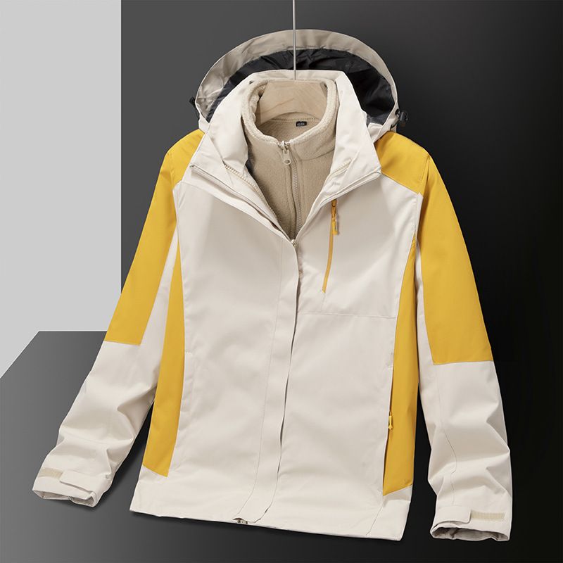 Neu Paar Drei-in-Eins 0,05 kg Stück Set Jacke Für Männer Und Frauen Abnehmbare Hooe Herbst Winter Wandern Kleidung_voghion.com