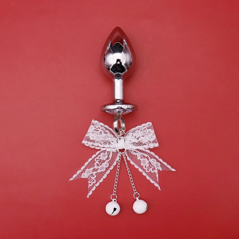 White Lace Bow Bell Anal Plug Erotic SM Flirting Stimulating Nipple Clamps Vaginal Clips_voghion.com