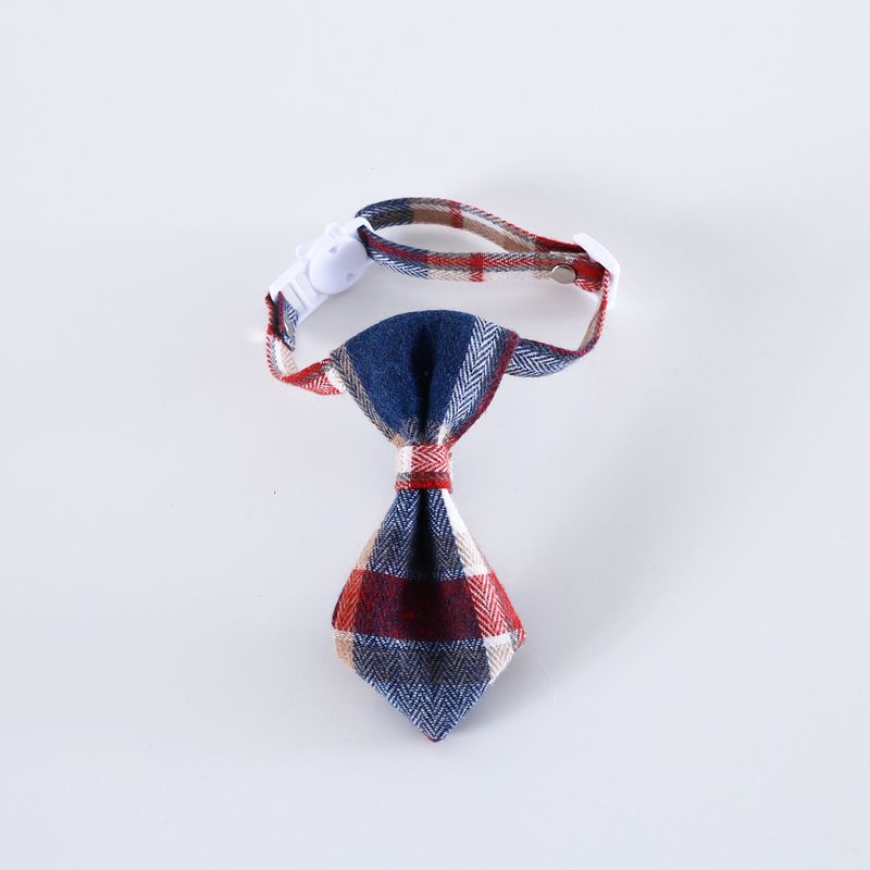 Collare per cani e gatti regolabile in stile britannico con fiocco a quadri, anello al collo, campanello, accessori_voghion.com