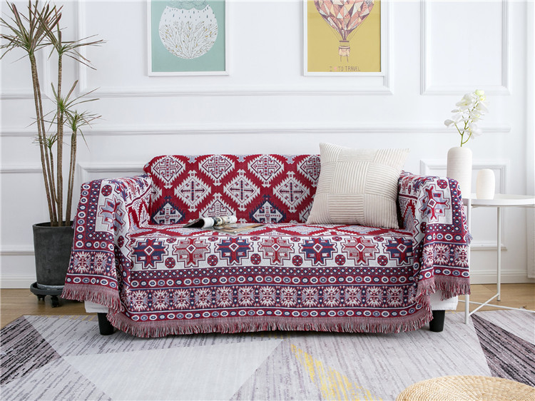 Ethnic style double-sided thickened full coverage sofa towel, all-season tea table, outdoor tablecloth, camping blanket_voghion.com