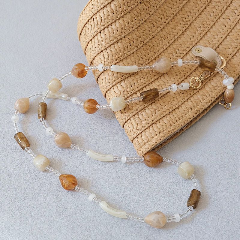 Veelzijdige acryl mode waterdruppel kralen accessoires riem abrikoos hangende touw tas telefoon ketting_voghion.com