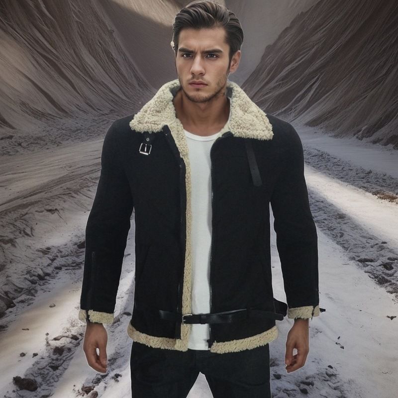 Suitable For All Seasons 2024 New Men's Shearling Thickened Suede Jacket Hot Sale_voghion.com