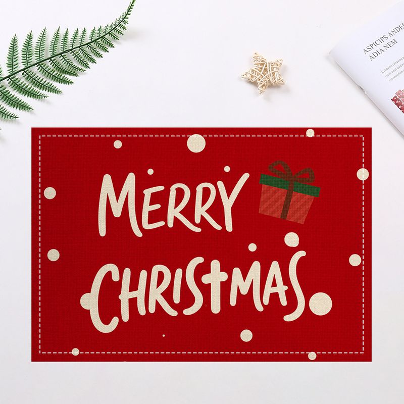 Tovaglietta da cucina in lino con pupazzo di neve natalizio, isolante termico, in tessuto decorativo festivo rosso_voghion.com