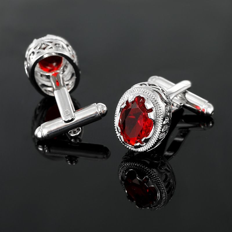 moda creativa nuovi gemelli con diamanti e rubini materiale in rame gemelli da abito di alta qualità personalità_voghion.com