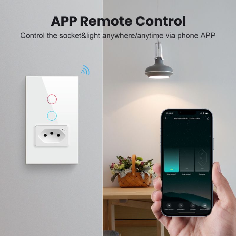 AVATTO Tuya Brazilska WiFi vtičnica, pametno stensko stikalo s senzorjem na dotik, deluje z Alexa Google Home_voghion.com