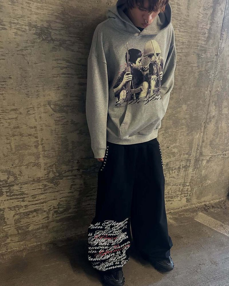 Abbigliamento da uomo: completo streetwear con felpa con cappuccio e jogger da uomo e da donna – vestibilità comoda e stampa geometrica per l'autunno/inverno (nero, dalla S alla 4XL)_voghion.com