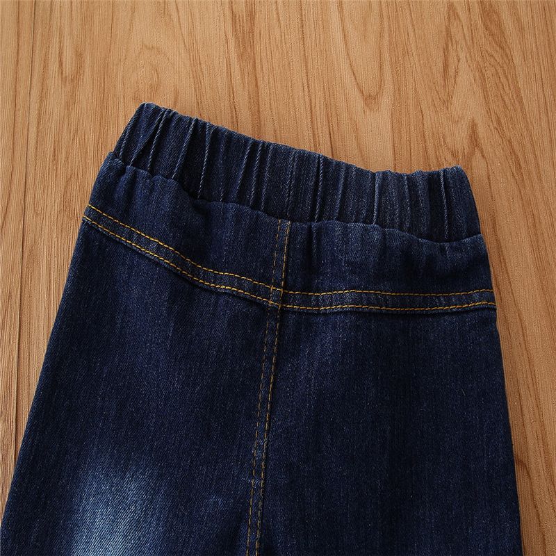 Kinderkleidung Ins Sommer Modische Mädchen Jeans Kinder Blue Denim Splicing Leopard Print Schlaghose_voghion.com