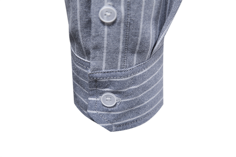 Camicia a maniche lunghe a righe da uomo in cotone e lino, moda casual_voghion.com