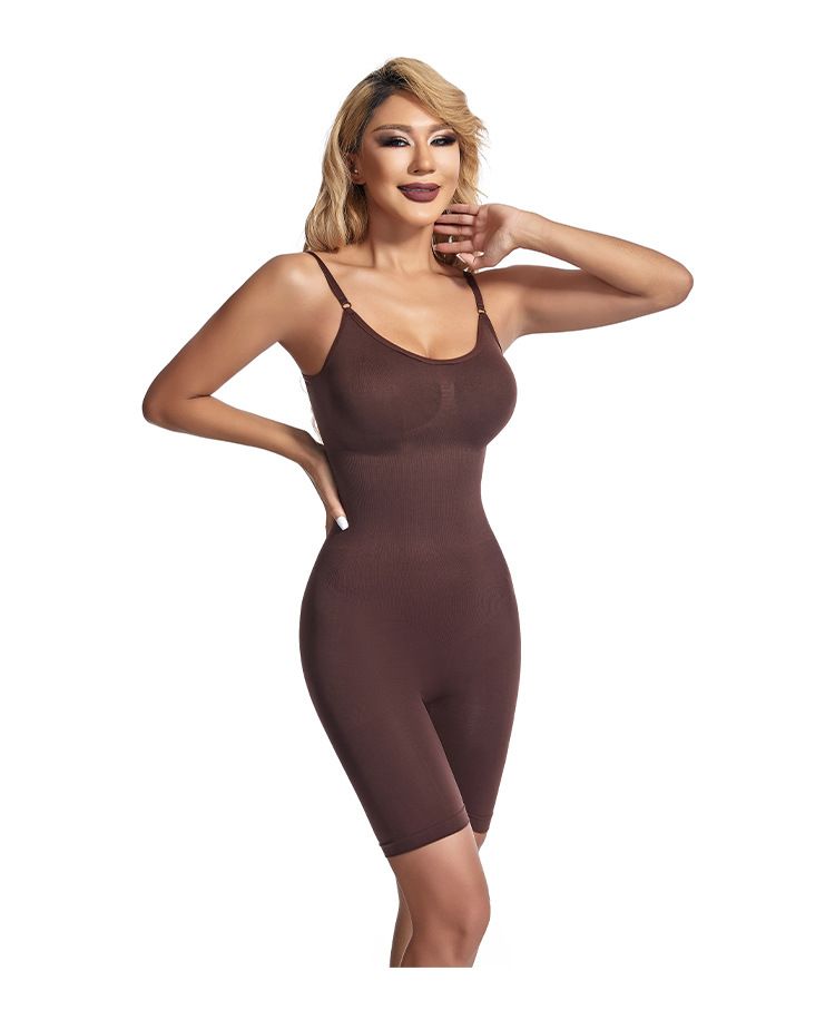 Plus Size One-Piece Boxer Tight-Fitting Five-Point Crotchless Pants Tummy Control Shapewear Camisole Postpartum Slimming_voghion.com
