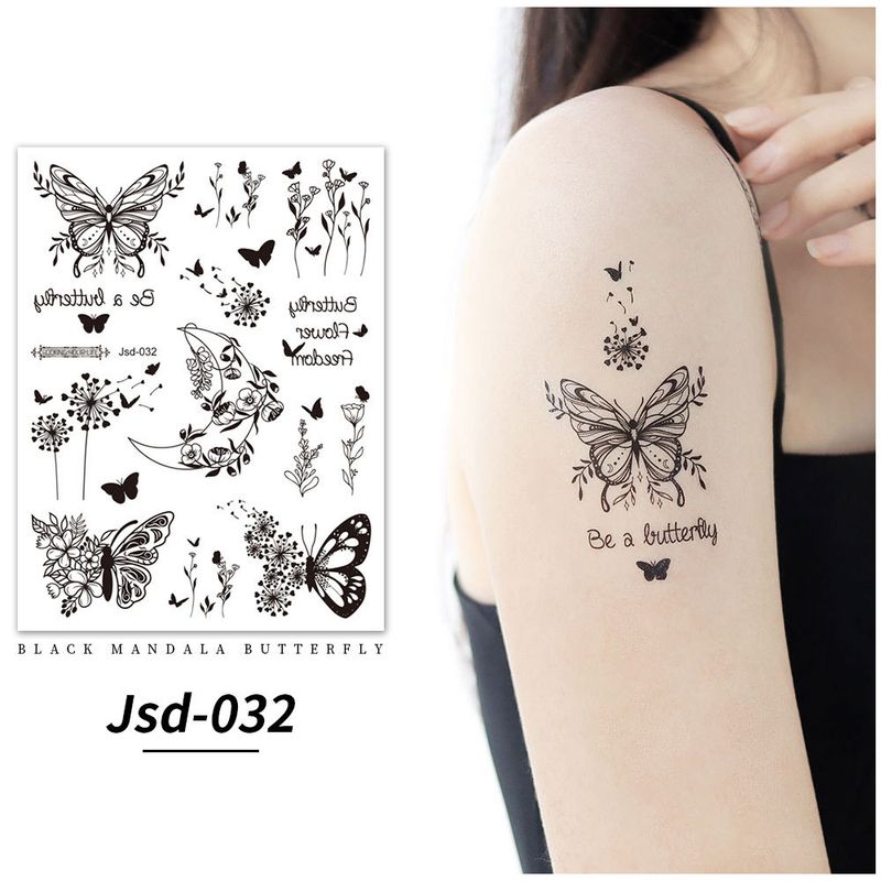 Adesivo a farfalla nera, tatuaggio temporaneo fresco e sexy per donne su petto, clavicola e braccio_voghion.com