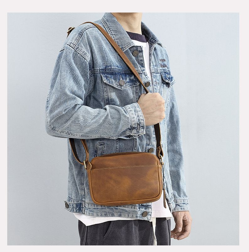 Rindsleder Kleine Umhängetasche Echtes Leder High-End Herren Trend Tasche 2025 Frühling und Sommer Neue Mode Hundert Und Eins_voghion.com