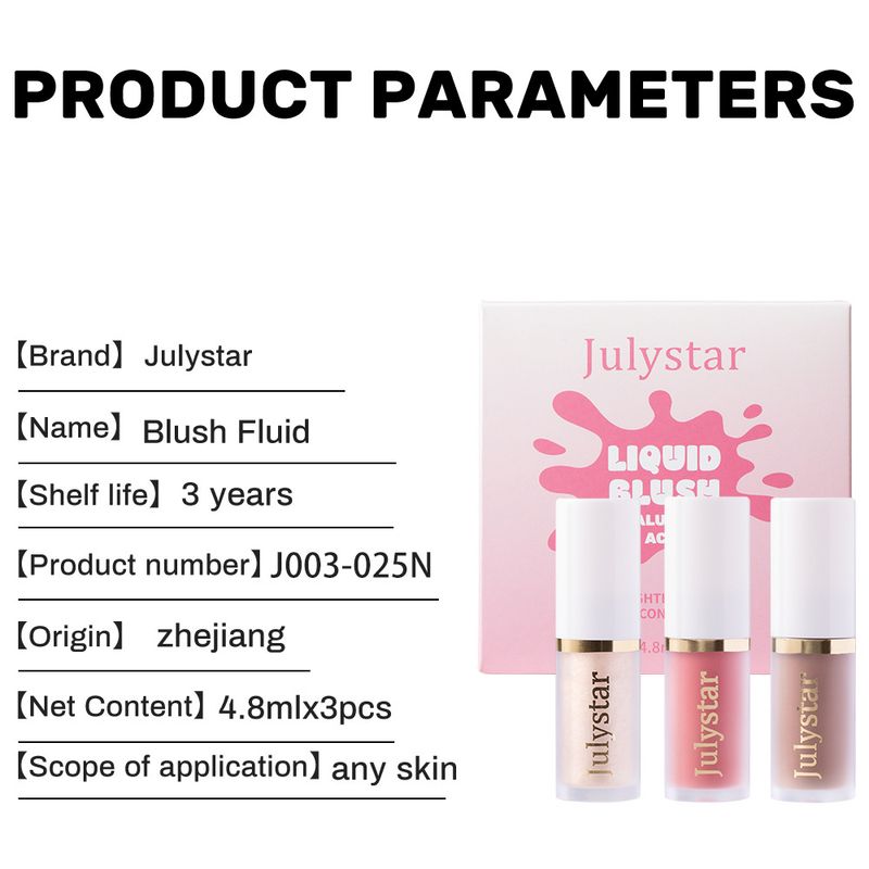 Julystar Long-Lasting Pearlescent Face & Lip Makeup Set - Blush Liquid, Highlighter & Contour For Natural Radiance_voghion.com