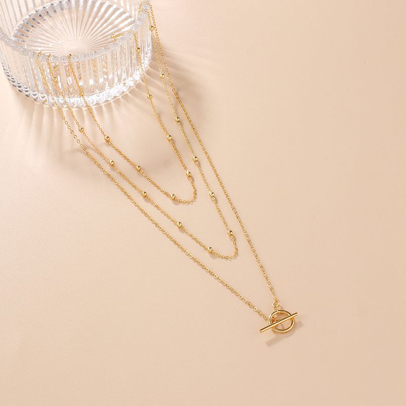 Three layer stacked sweater chain long high end gold plated necklace female versatile autumn and winter clavicle chain_voghion.com