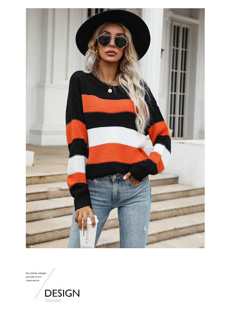Vêtements pour femmes station indépendante mode pull Style occidental mince à manches longues pull rayé en vrac pour les femmes_voghion.com