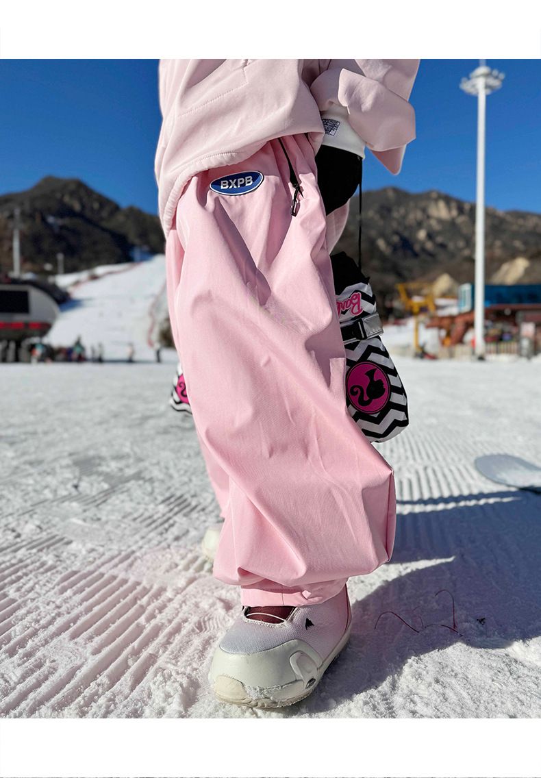 Wasserdichte Unisex-Skihose für Damen und Herren – Winddichte Snowboardhose mit Wärmeisolierung, leicht und strapazierfähig für Wintersport (Pink)_voghion.com