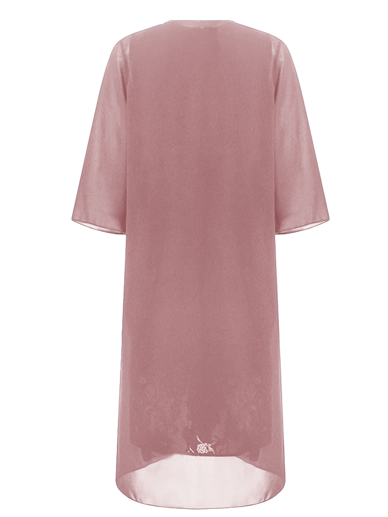 European and American large size lace two-piece elegant party dress including cardigan_voghion.com