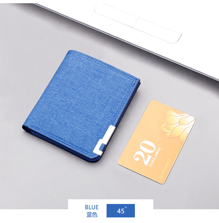 Canvas Einfarbig Männer Kurze Geldbörsen Metall Dekor Freizeit Reise Leichte Geldbörse Bi-fold Kleine Brieftasche ID Karte_voghion.com