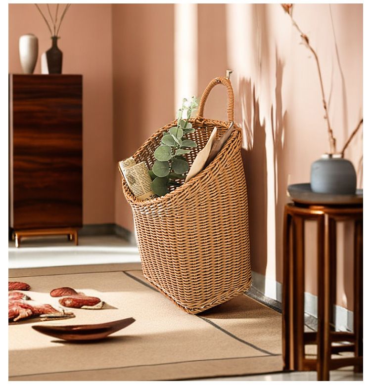 Gember en knoflook opbergmand Keuken wandmand Plastic rotan wandmand Bloemenmand Gras_voghion.com