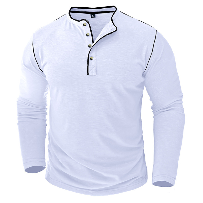 Herrenbekleidung Herren Herbst und Winter großes Herren-Langarm-T-Shirt Herren Henry Bambus-Baumwoll-Top_voghion.com