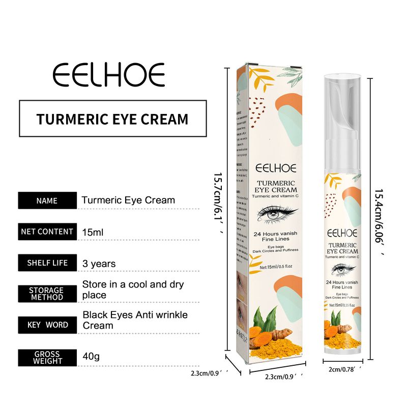 Turmeric Whitening Instant Wrinkle Remover Anti Dark Circle Fade Fine Line Brighten Moisturizer Eye Care Cream_voghion.com