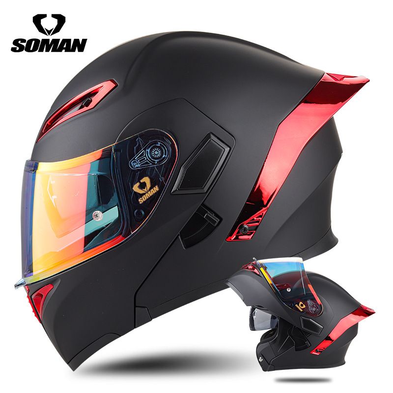 Nuovo casco da motociclista SOMAN, casco integrale da ciclista, casco con doppia lente, casco peeling SM955S aggiornato con pellicola a colori_voghion.com