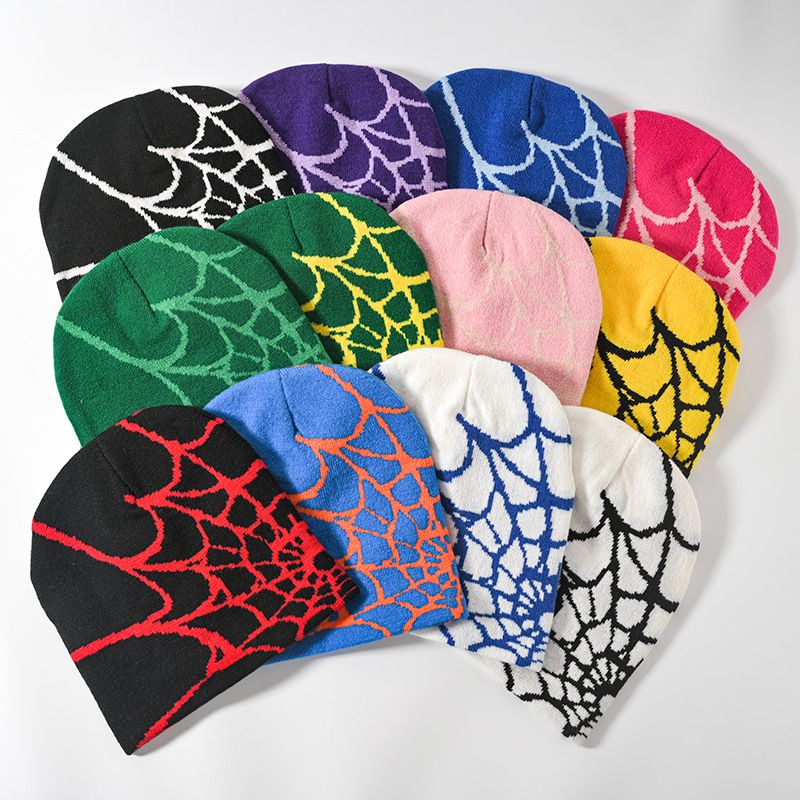 Gorros y gorras para hombre, elegantes y lujosos, de punto jacquard con diseño de telaraña, cálidos, para hombre y mujer, para el frío, para invierno._voghion.com