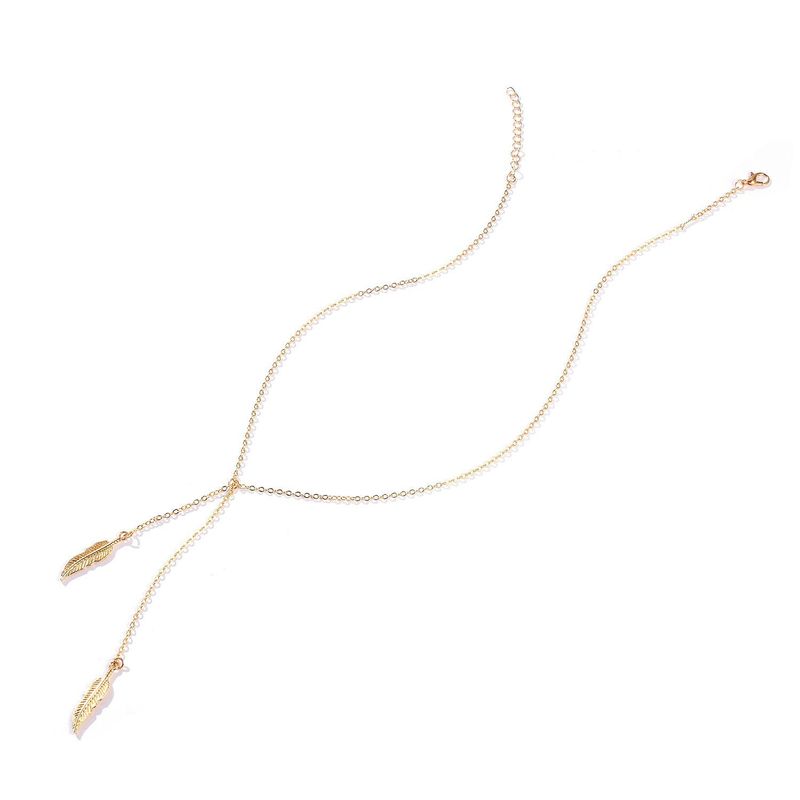 Accessories Forest Style Gold Leaf Simple Short Necklace Collarbone Chain_voghion.com