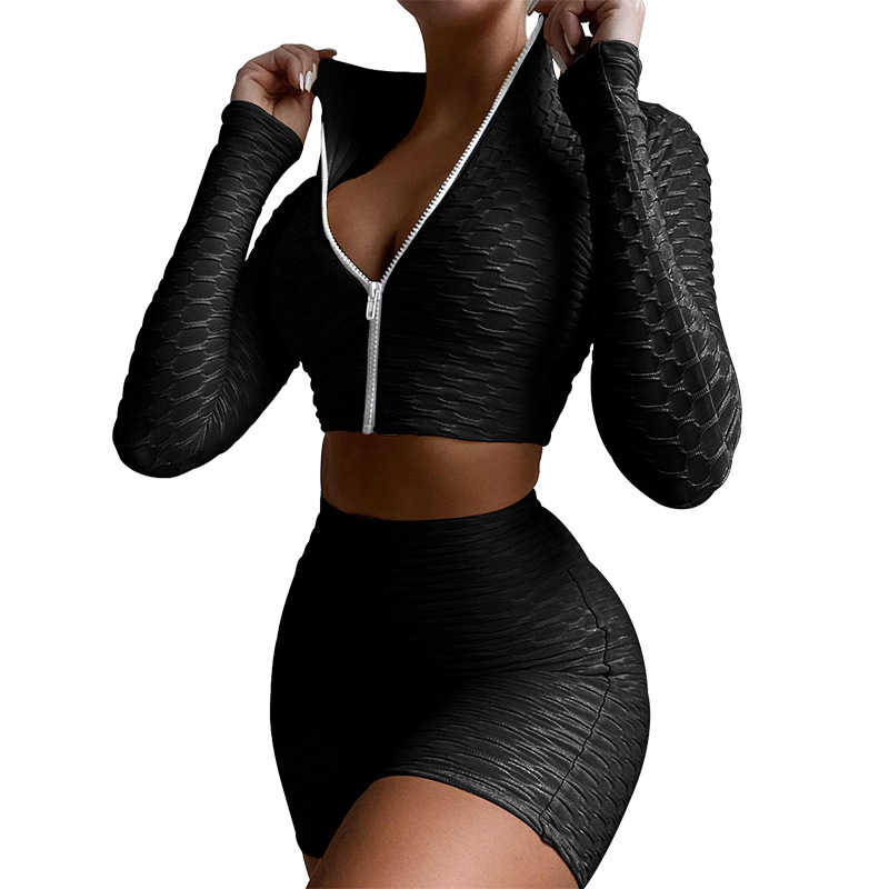 Set de două piese pentru sport, pantaloni scurți cu mânecă lungă, casual, cu model Spot, pentru alergare și fitness_voghion.com