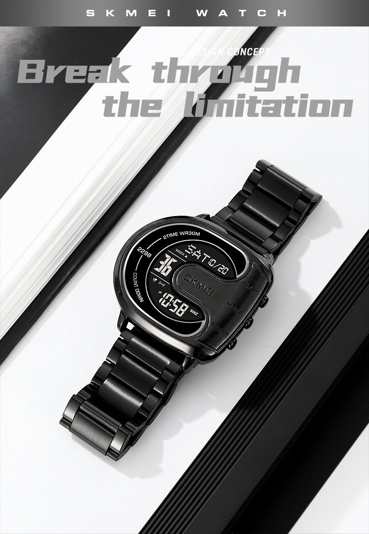 SKMEI Orologio sportivo digitale da uomo con cronometro e display retroilluminato in acciaio inossidabile, impermeabile, con data e allarme, orologio da polso Reloj Hombre_voghion.com