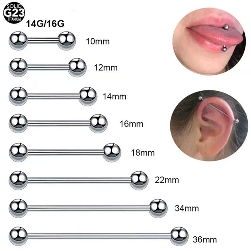 G23 Titan-Stecker mit Außengewinde, 16G/1,2 mm, gerader Stab, runde Kugel, Ohr-, Zungen- und Brustwarzenpiercing_voghion.com