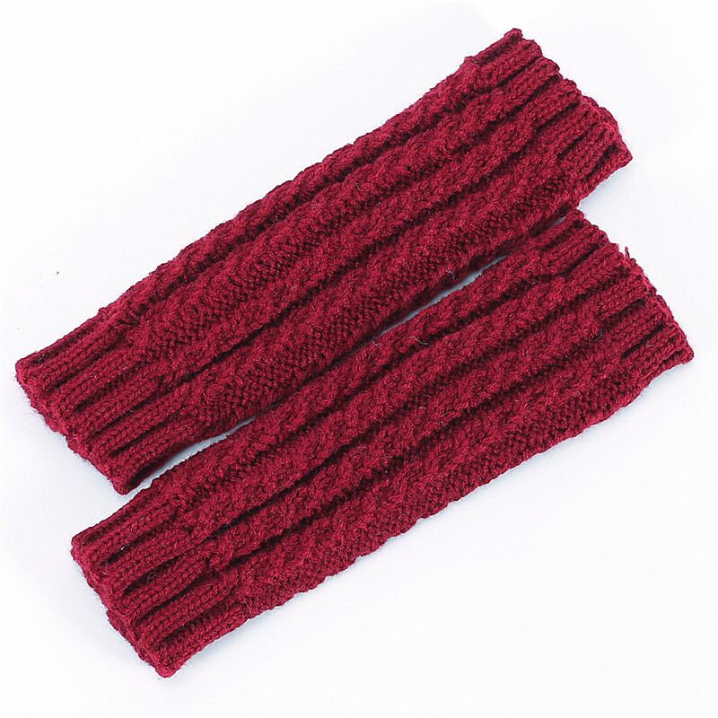 Fried Dough Twists Wrist Gloves Autumn Winter New Knitted Wool Warm Men And Women's Short Skiing Open Finger Sleeve_voghion.com