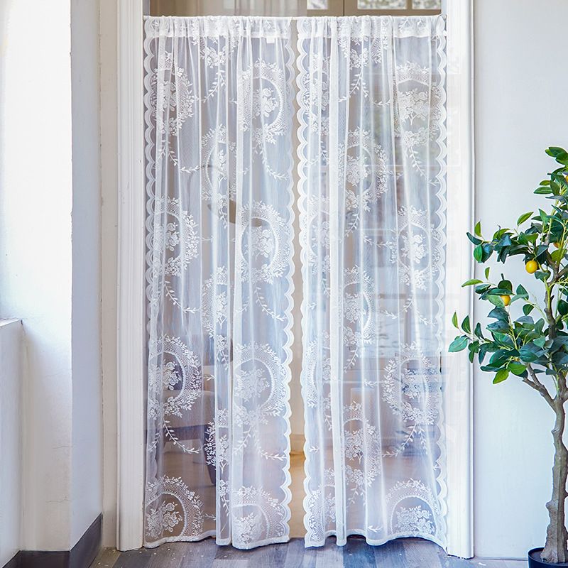 Round Mirror Flower Lace Door Curtain Bedroom Decoration Impermeable Window Screen Punch Free Partition Curtain_voghion.com