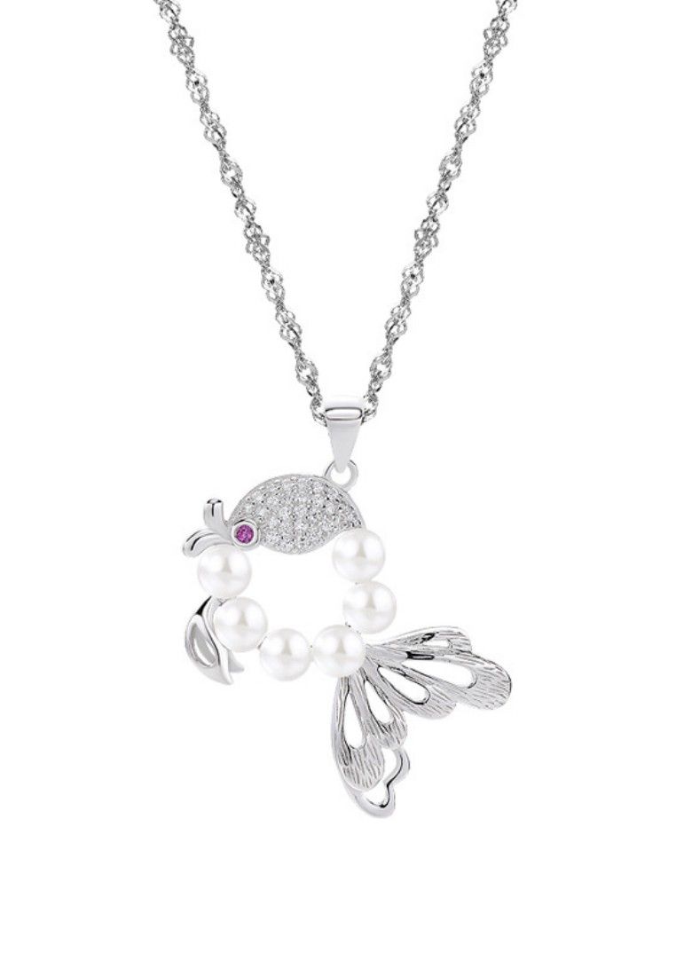 WPJ1055 Gouden Vis Zoetwaterparel Ketting_voghion.com