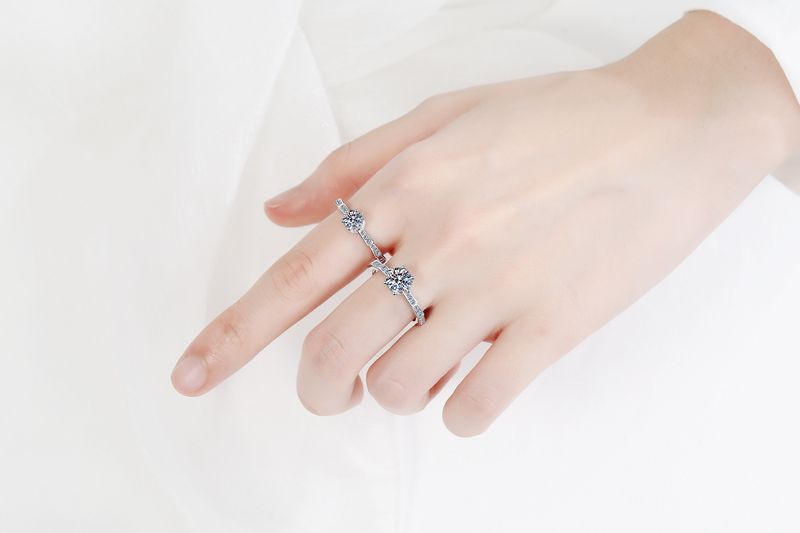 Live Broadcast Mosang Stone Female Instagram Set Crown Six Claw 1 Carat Zircon Diamond Ring_voghion.com