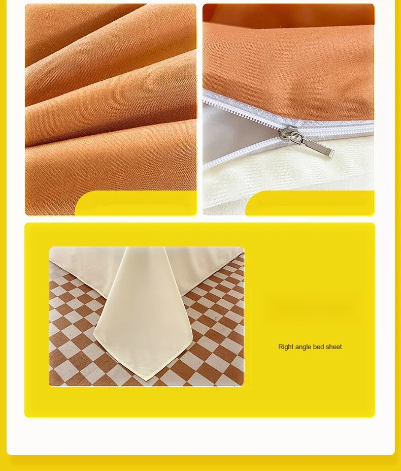 Set minimalista in quattro pezzi in tinta unita composto da lenzuola opache in cotone lavato, copripiumini, biancheria da letto per dormitorio studentesco_voghion.com