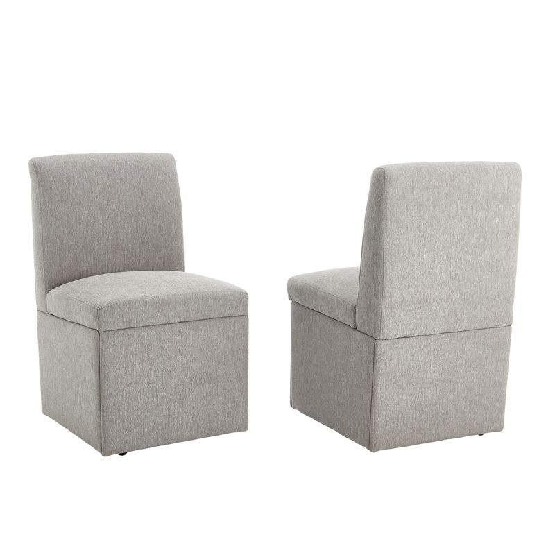 Esszimmerstühle 2er Set Drehstühle Mit Rollen, Weiß Light Grey Leinen_voghion.com