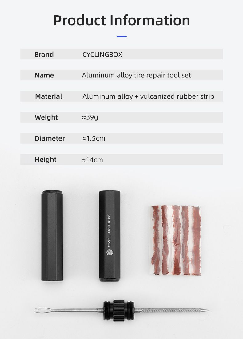 Outil de réparation de pneu de vélo, kit de réparation de pneu sous vide en alliage d'aluminium, bande de réparation de pneu de vélo de route et de montagne, rangement intégré_voghion.com