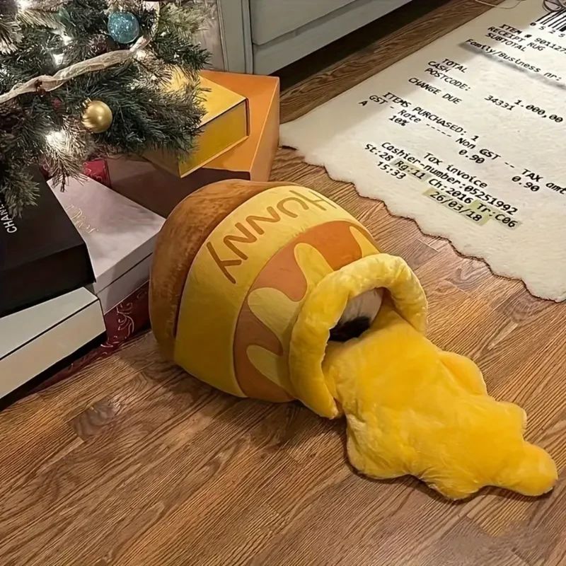 1 nido per gatti in peluche spesso, divano letto per gatti a forma di vaso di miele, cuccia per gatti carina e comoda per gatti di peso inferiore a 8 kg_voghion.com