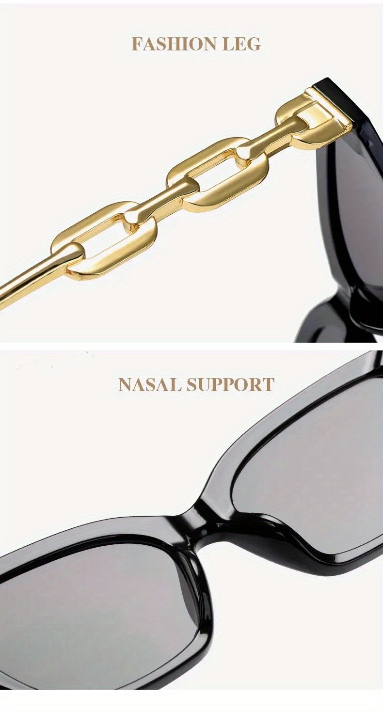 Occhiali da sole alla moda Cat Eye da donna e da uomo con lenti a specchio e ciondolo a forma di catena per feste estive in spiaggia_voghion.com