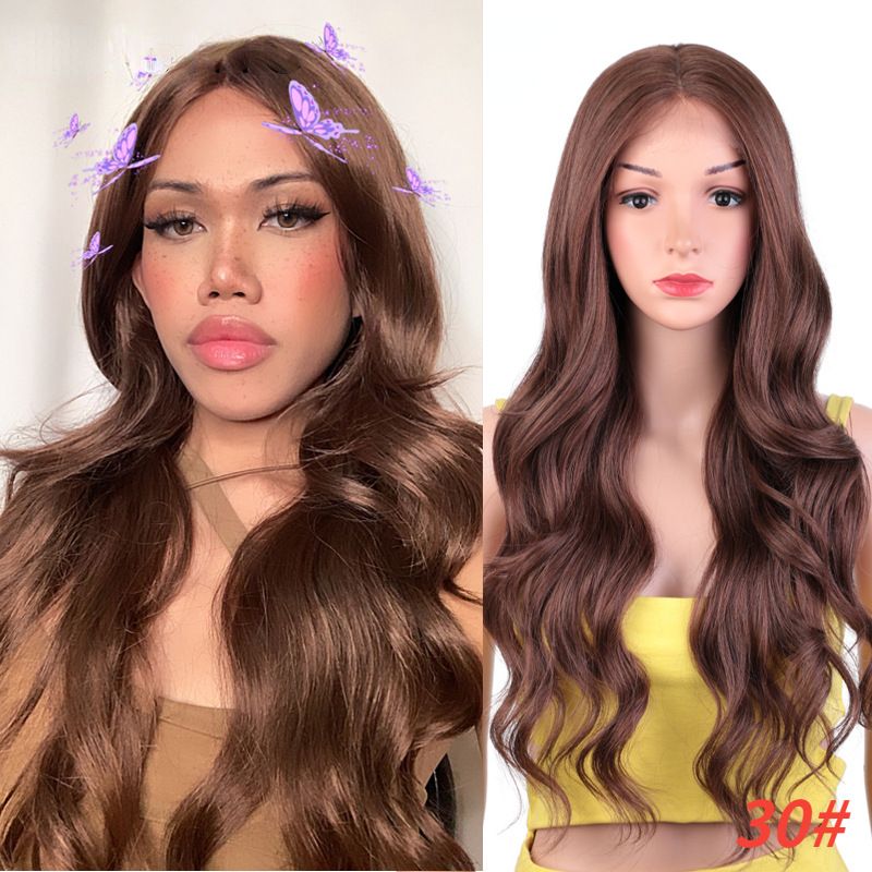 Haarverlängerungen & Perücken Rebecca Front Lace Perücke Haarperücken Damen Big Wave langes lockiges Haar Chemiefaser heiße Perücke_voghion.com