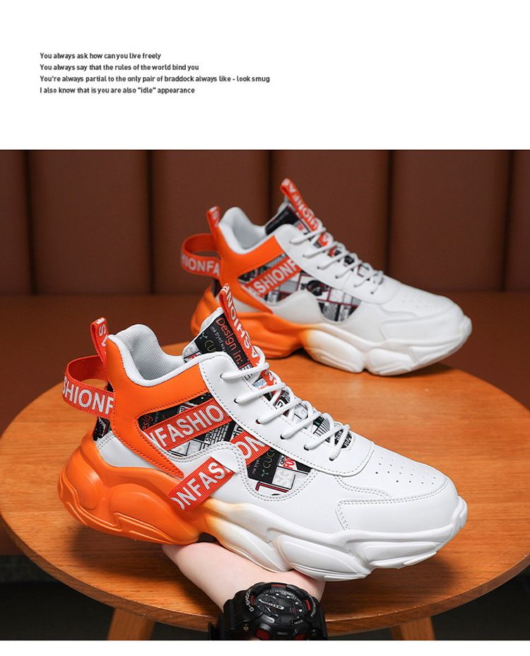 Spring Shoes New Breathable High Top Sports Trendy Versatile Inner Height, Casual Running Dad Shoes, Men's_voghion.com