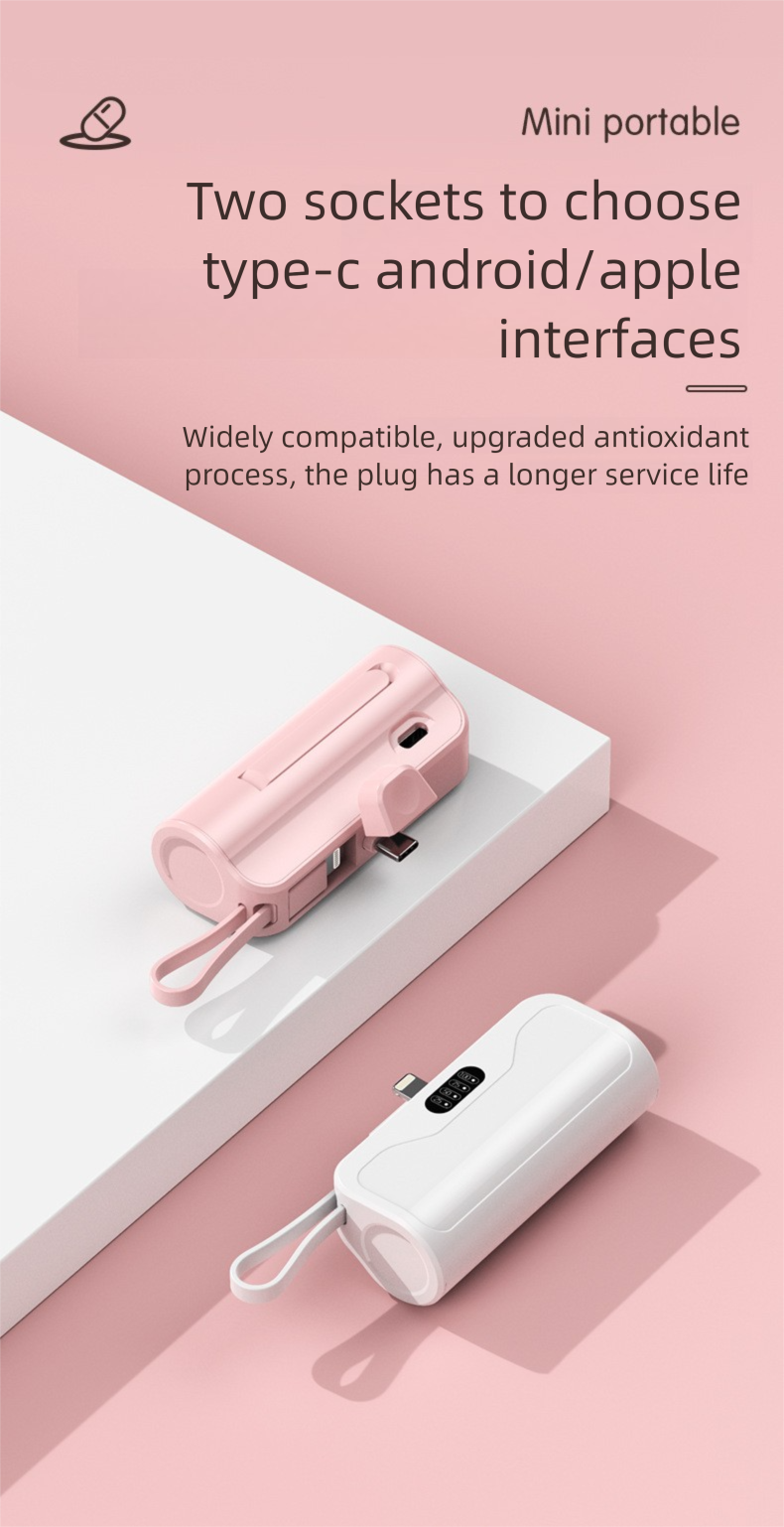 Mini Compact Large Capacity Built-in Cable Bank 10000mAh Fast Charging Digital Display Portable Shared Mobile Power_voghion.com